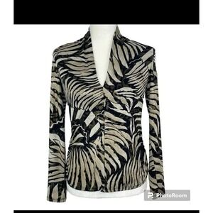 Joseph Ribkoff Shimmer Stretch Animal Print , Metallic Top, Size 14